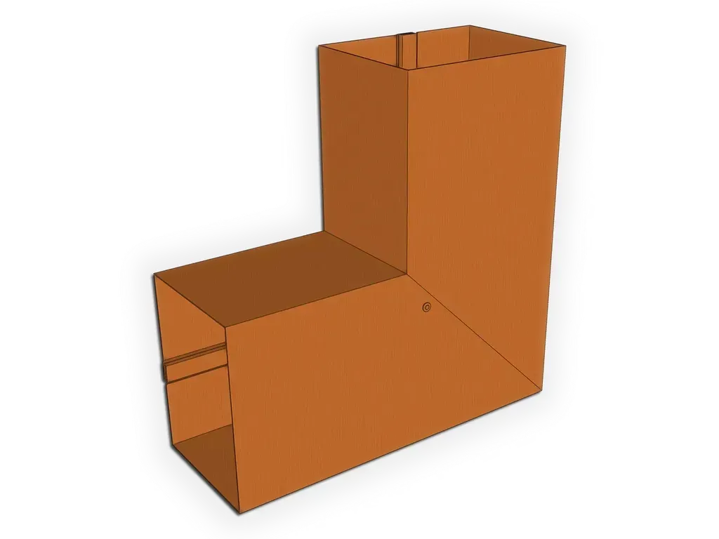 [EB23290BL-1001] Plain Square Copper Elbow (B) Style
Material: 16 oz. Copper
Size: 2" x 3"
Angle: ($) 90°
Direction: Left