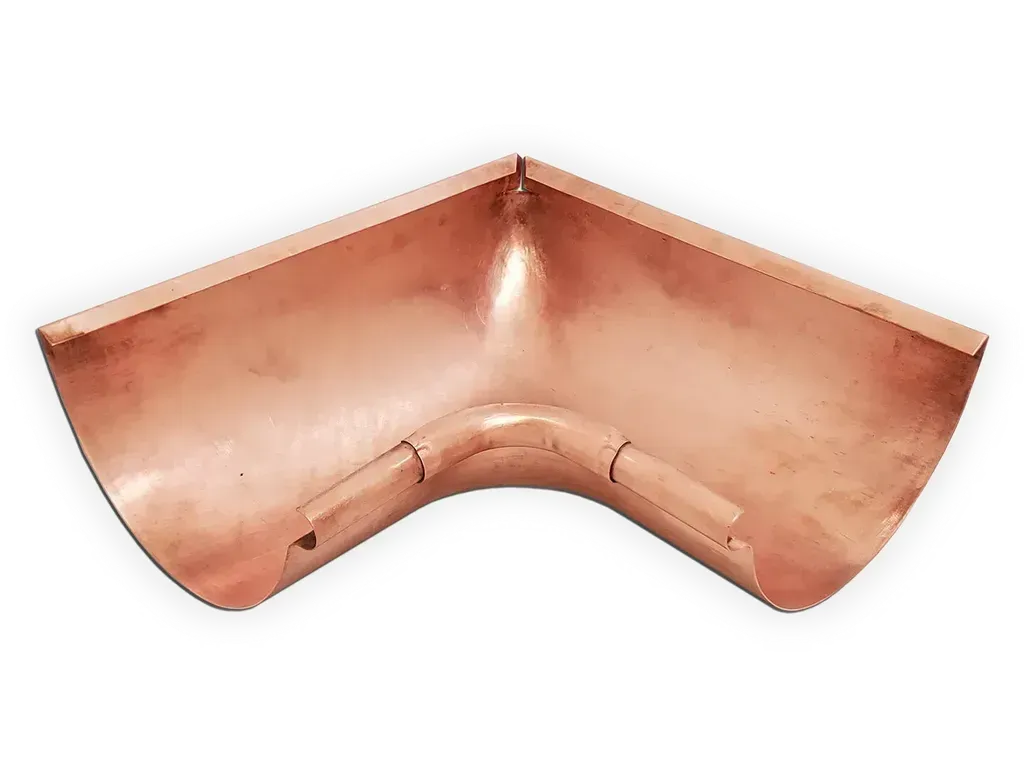 Seamless Reverse Bead Half Round Copper Gutter Inside Miter