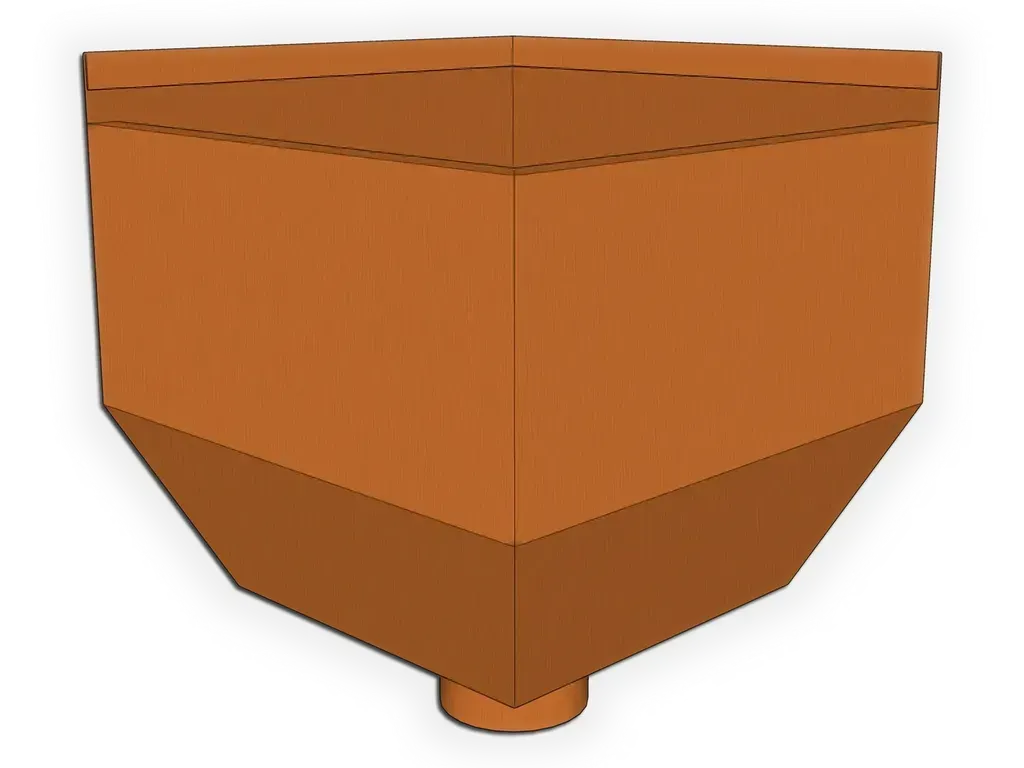 [CHSBA0310-1001] The Basic Small Square Inside Corner Conductor Head
Material / Color: 16 oz. Copper
Outlet Size: 3" Round
Sealant: Do not seal joints and seams
