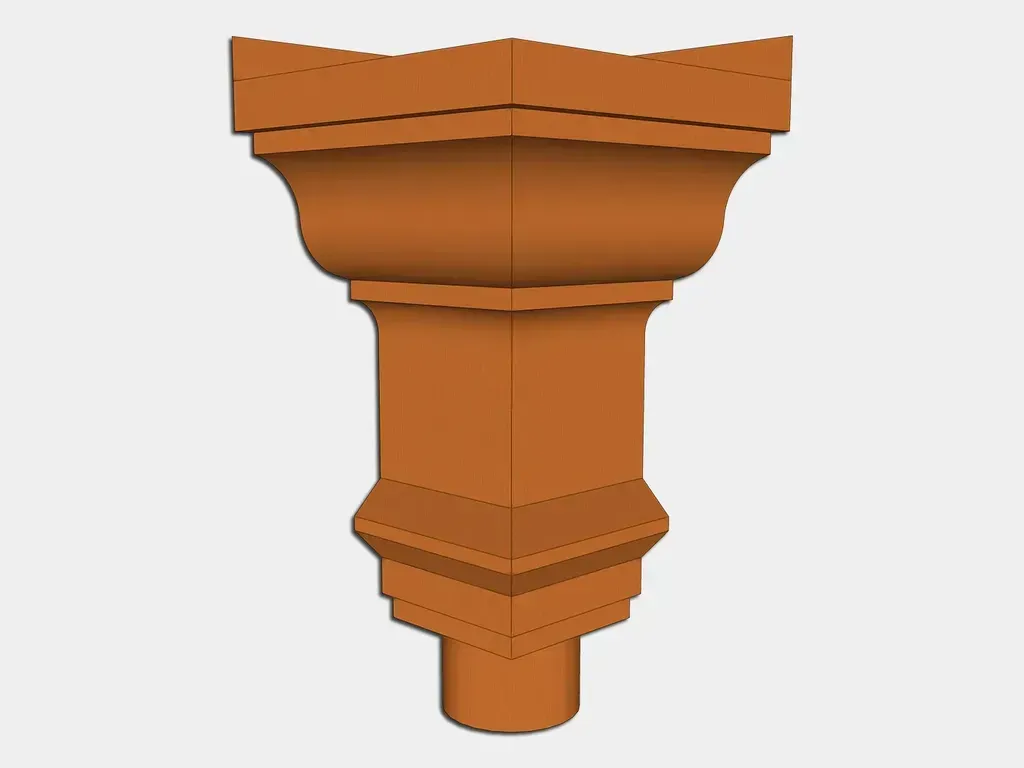 [CHCPH0310-1001] The Philadelphia Ornamental Inside Corner Conductor Head
Material / Color: 16 oz. Copper
Outlet Size: 3" Round downspout