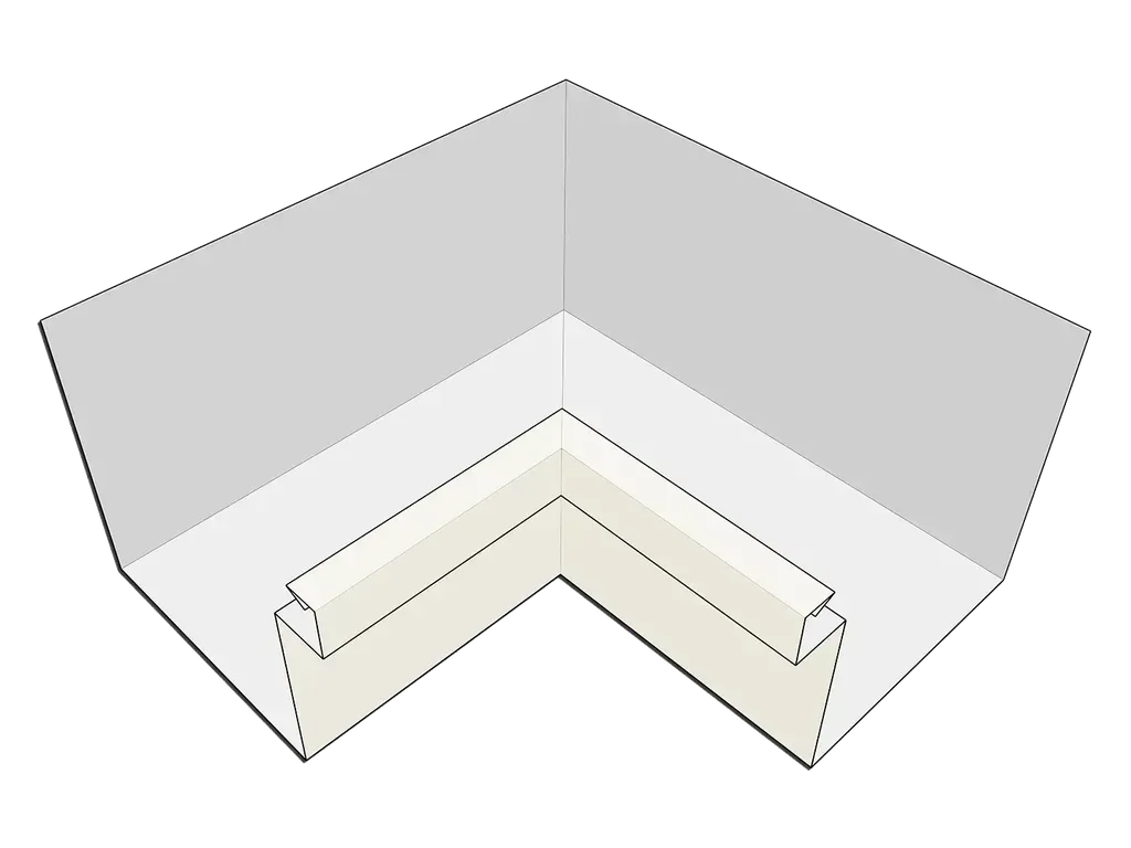 A-Style Aluminum 0.027" Commercial Box Gutter Inside Miter