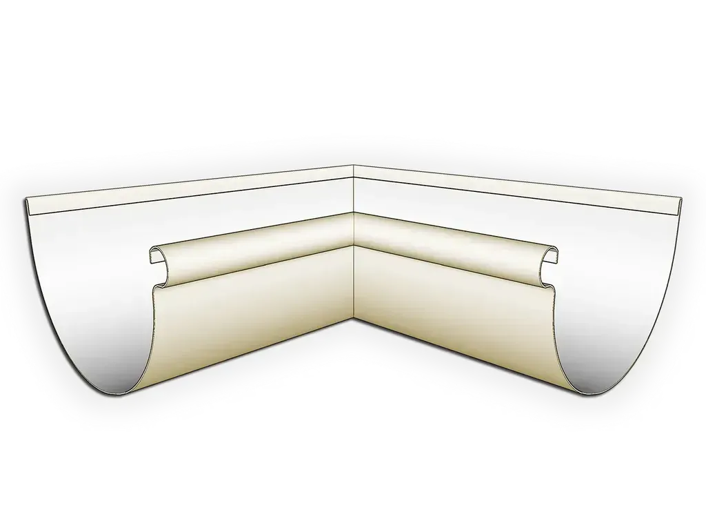 [MIR590-0301] Aluminum 0.032" Kynar Half Round Gutter Inside Miter
Size: 5"
Color: Almond
Angle: 90° Inside Miter - Most Common