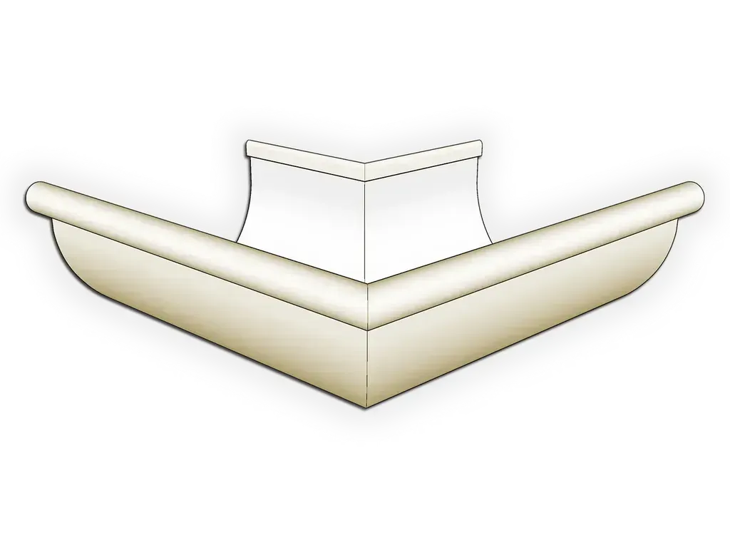 [MOR590-0301] Aluminum 0.032" Kynar Half Round Gutter Outside Miter
Size: 5"
Color: Almond
Angle: 90° Outside Miter - Most Common