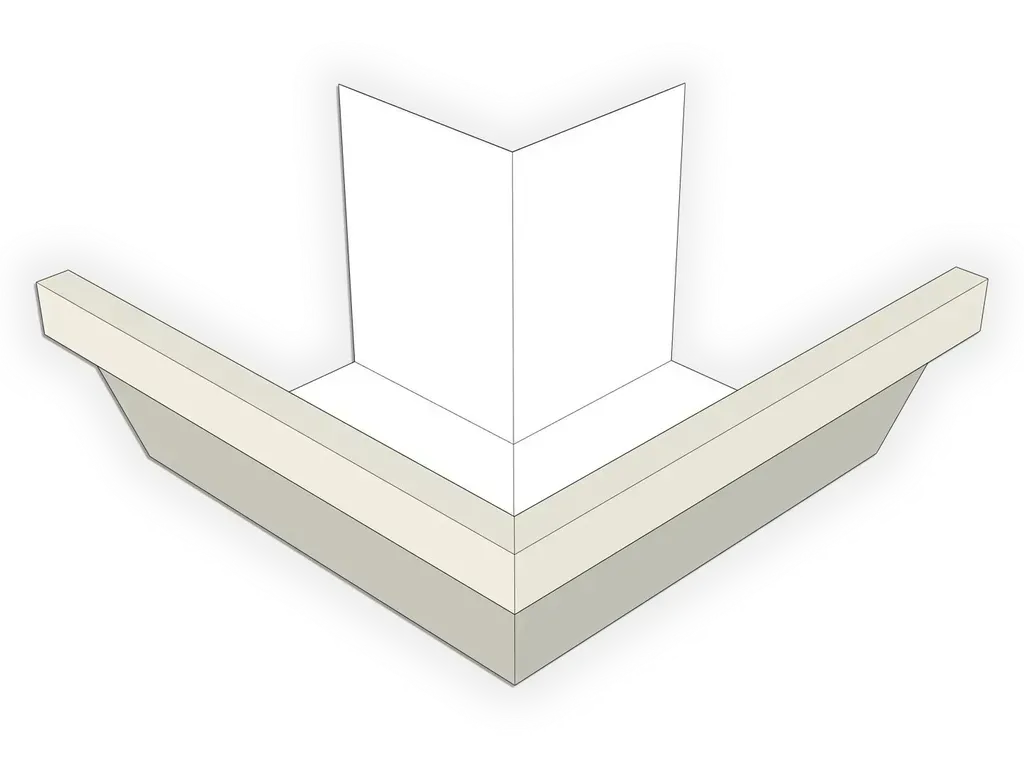 [MOBF590-0301] F-Style Aluminum 0.032" Kynar Industrial Box Gutter Outside Miter
Size: 5"
Color: Almond
Angle: 90° Outside Miter - Most Common