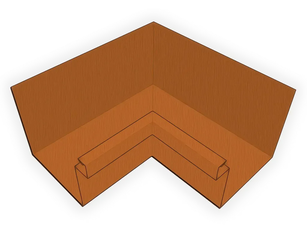 [MIBA590-1001] A-Style Copper Commercial Box Gutter Inside Miter
Material: 16 oz. Copper
Size: 5"
Angle: 90° Inside Miter - Most Common