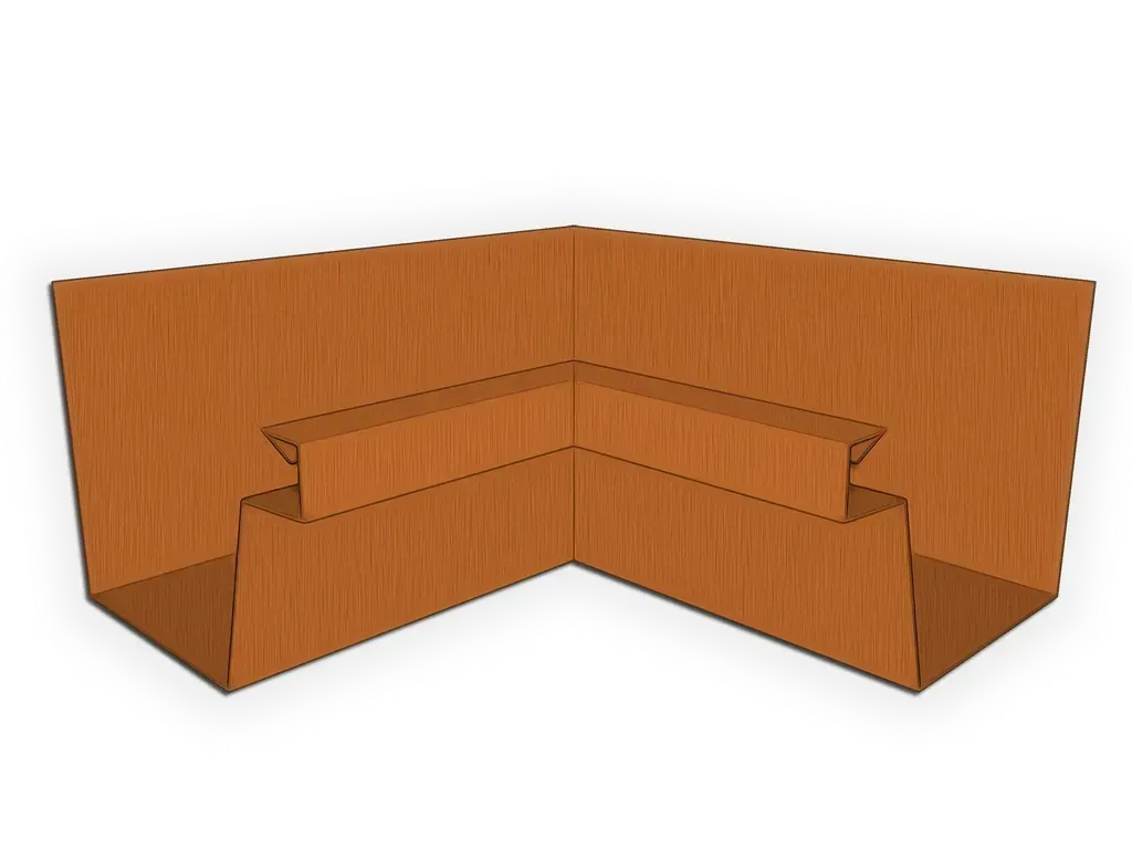 F-Style Copper Industrial Box Gutter Inside Miter