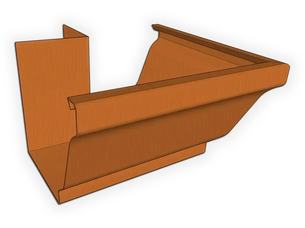 [MOK590-1001] K-Style Copper Gutter Outside Miter
Material: 16 oz. Copper
Size: 5"
Angle: 90° Outside Miter - Most Common