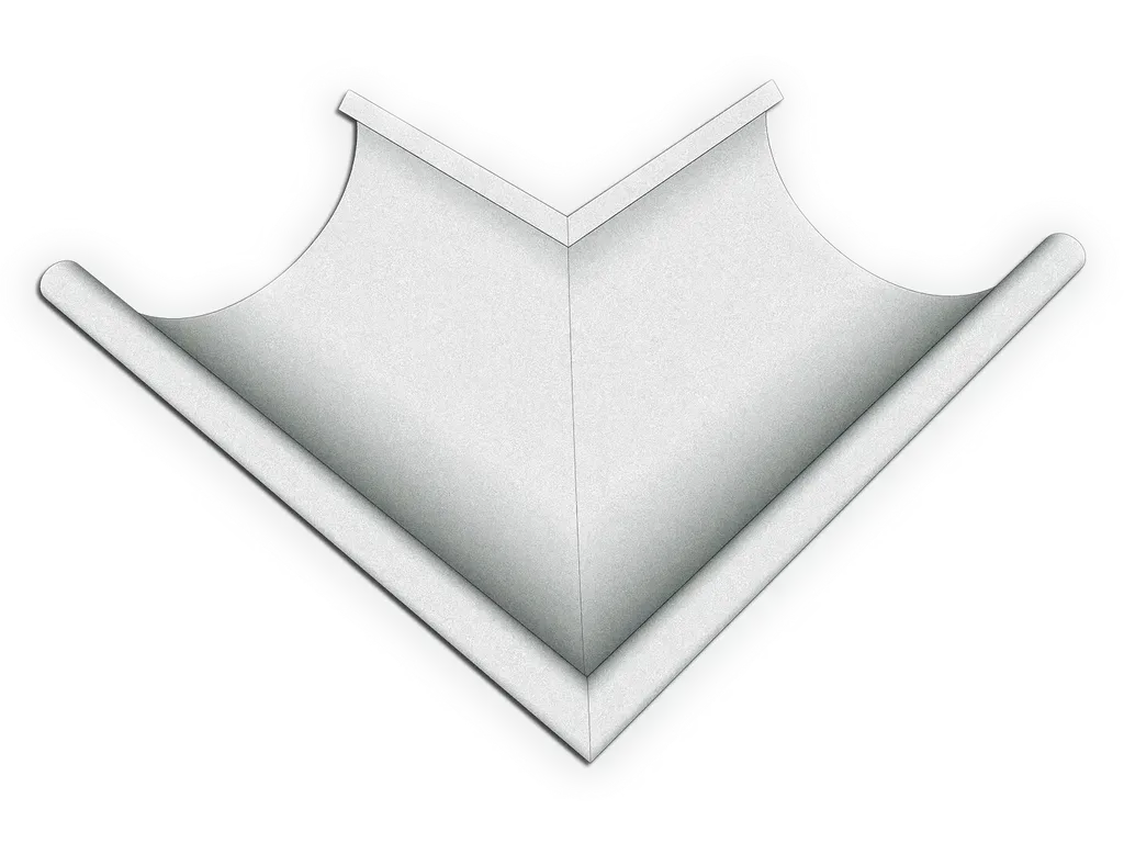 [MOE590-2002] Euro Bead Galvalume Plus Half Round Gutter Outside Miter
Material: 24 Gauge Galvalume Plus
Size: 5"
Angle: 90° Outside Miter - Most Common
