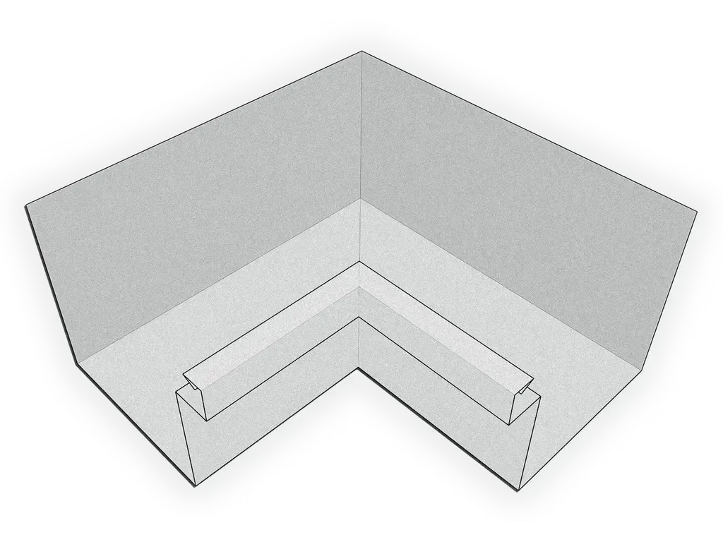 [MIBA590-2002] A-Style Galvalume Plus Commercial Box Gutter Inside Miter
Material: 24 Gauge Galvalume Plus
Size: 5"
Angle: 90° Inside Miter - Most Common