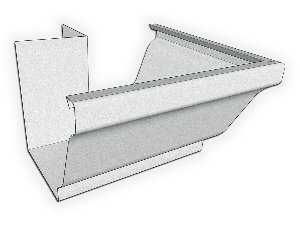 [MOK590-2002] K-Style Galvalume Plus Gutter Outside Miter
Material: 24 Gauge Galvalume Plus
Size: 5"
Angle: 90° Outside Miter - Most Common