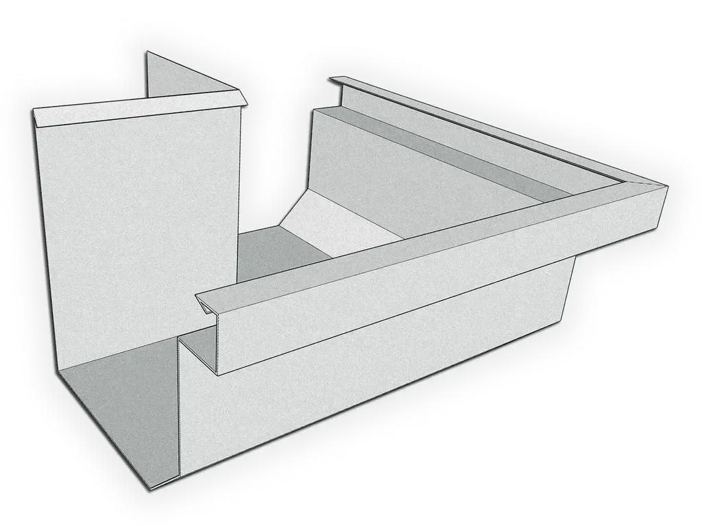 [MOBD590-2002] D-Style Galvalume Plus Residential Box Gutter Outside Miter
Material: 24 Gauge Galvalume Plus
Size: 5"
Angle: 90° Outside Miter - Most Common