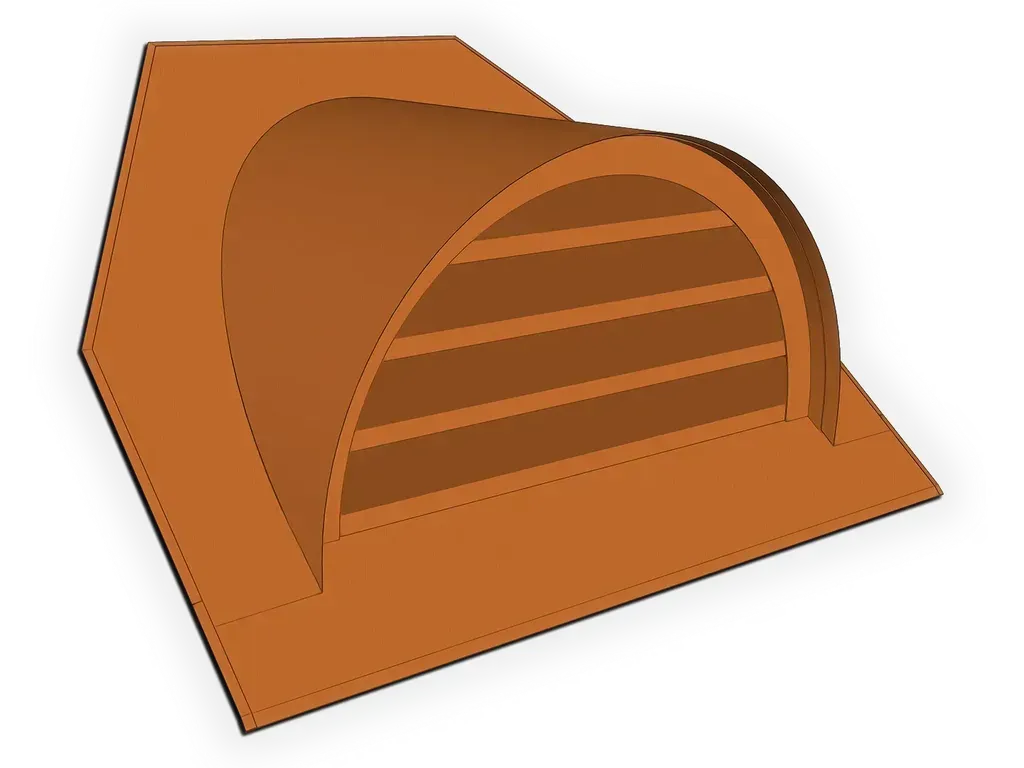 [DMR102-2412N-1001] Half Round Dormer
Material: 16 oz. Copper
Dimensions: (A) 24" Wide x (B) 12" Tall
Screen: No Screen
Product custom made to order: I understand this product is custom made to order and cannot be returned.