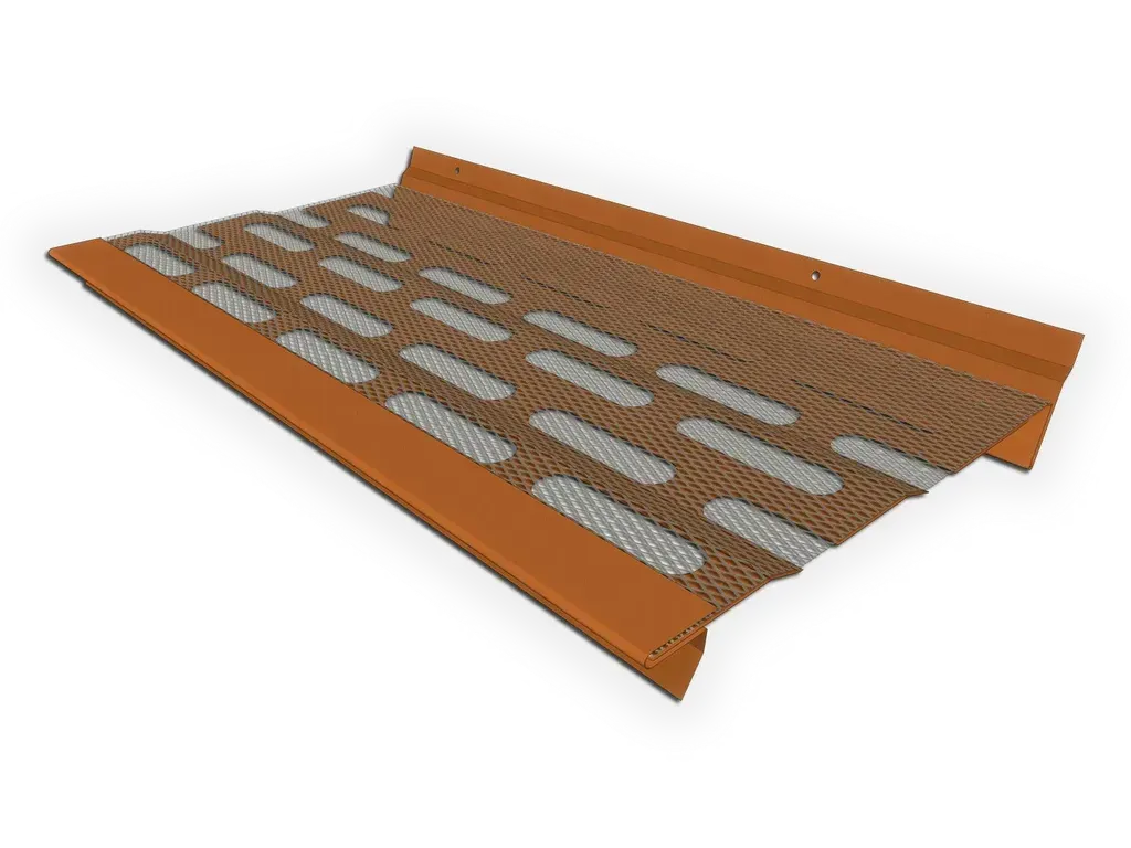 [GS511-1001] KM Copper Gutter Screen
Gutter Profile: K-Style or Box Gutter
Material: 16 oz. Copper
Size: 5"