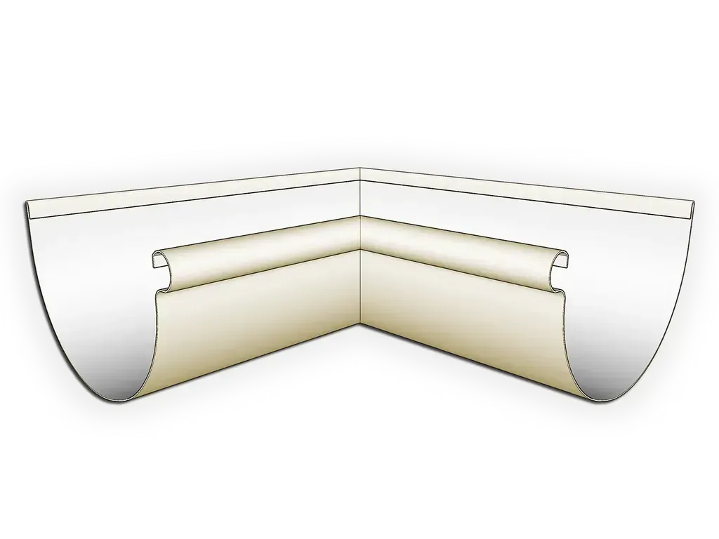 [MIR590-4001] Kynar Steel Half Round Gutter Inside Miter
Size: 5"
Color: Almond
Angle: 90° Inside Miter - Most Common