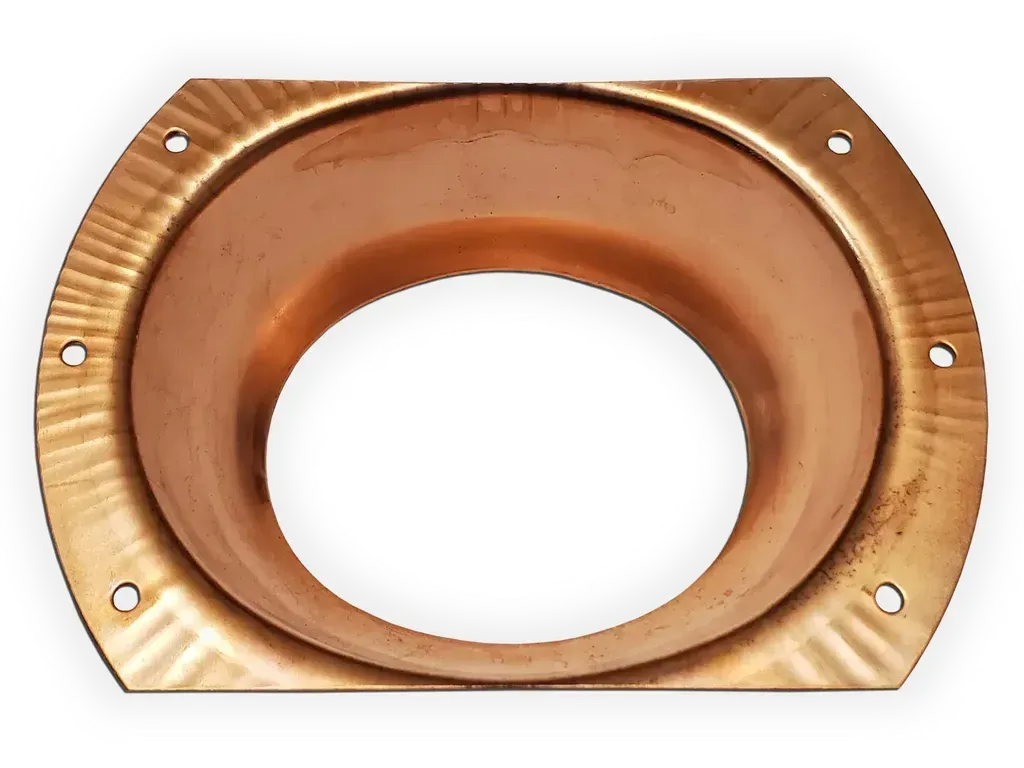 [GO2322-10] Oval Stamped Flat Flange Copper Gutter Outlet
Size: 2"x3" Oval for 2x3 square or 3" round downspout