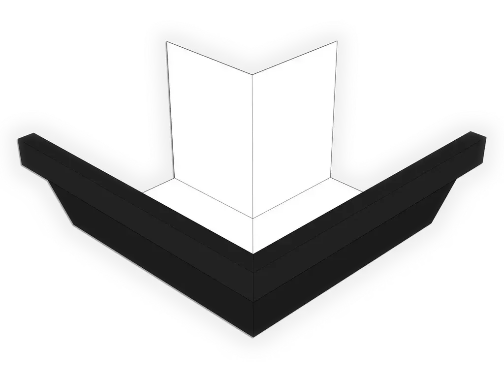 [] F-Style Kynar Steel Industrial Box Gutter Outside Miter
Material / Color: Black
Size: 5"
Angle: 90° Outside Miter - Most Common