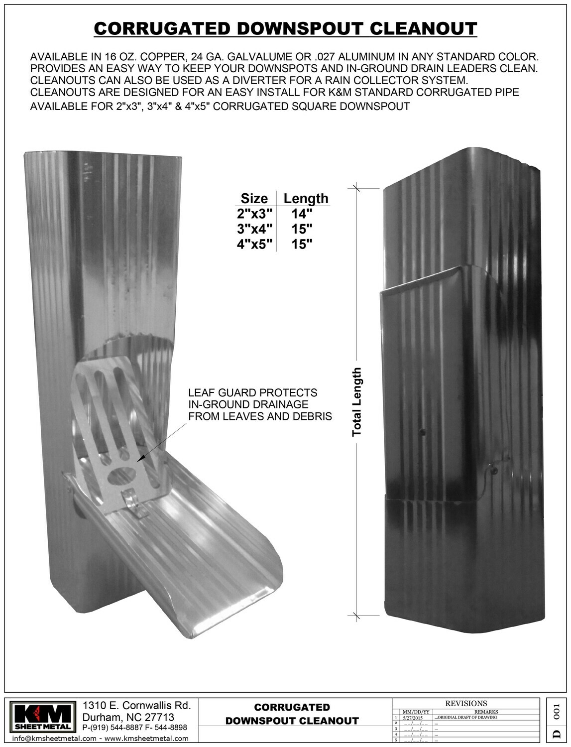 [CL344-2002] Square Corrugated Galvalume Downspout Cleanout