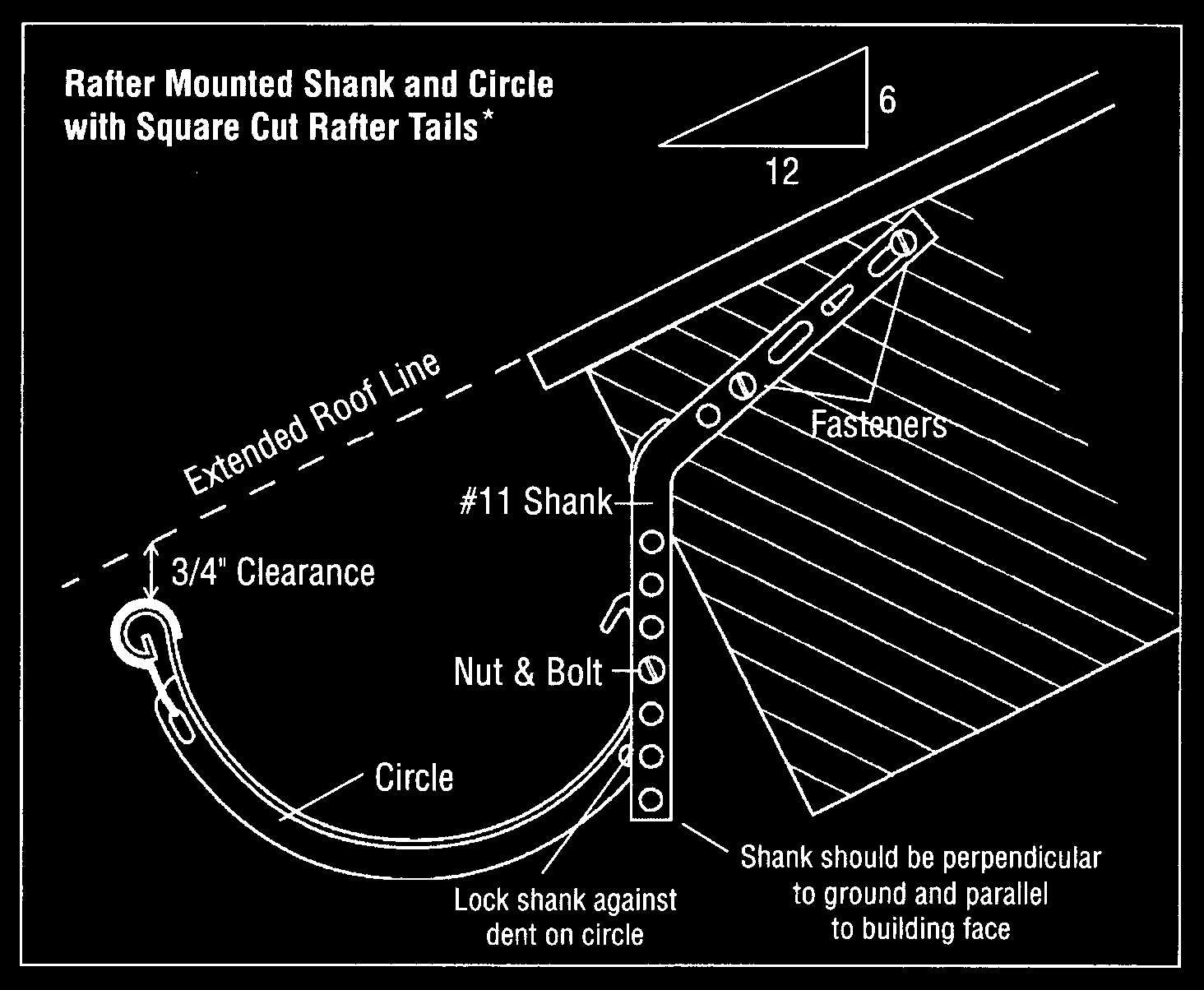 [GS11-10] #11 Shank for Copper Gutter Hanger on Exposed Rafter