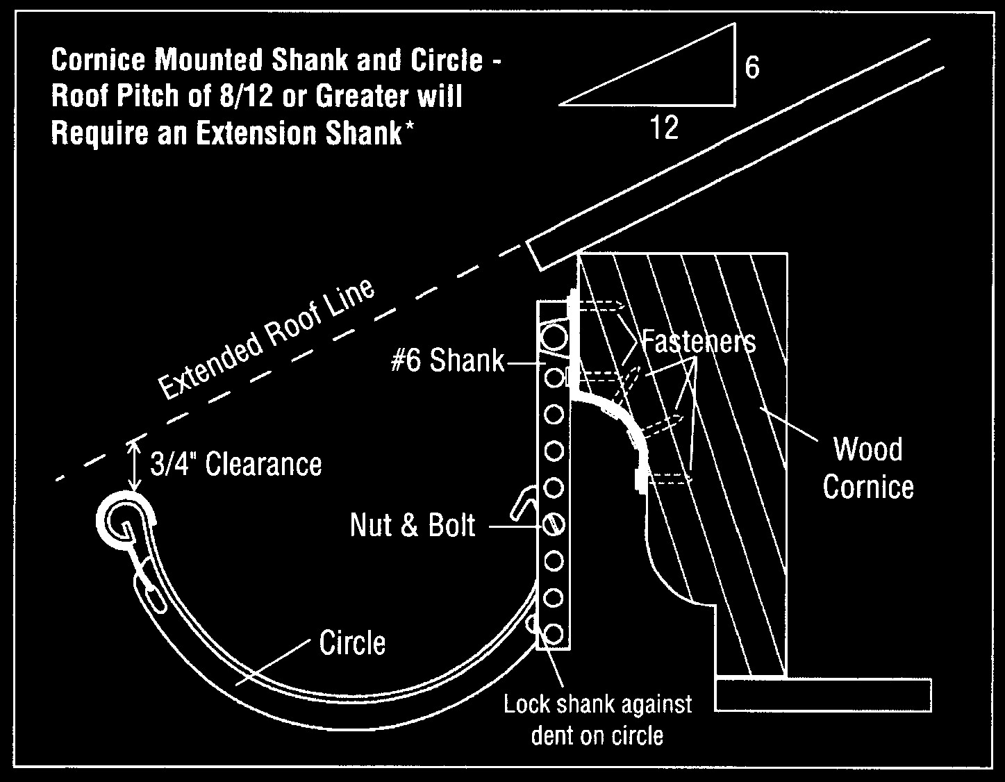 Crown Molding Steel Shank #6 for Half Round Gutter Hanger