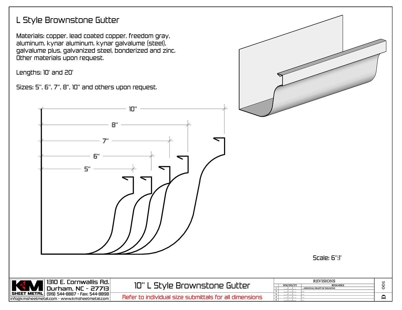 24 Gauge Kynar Steel Brownstone Gutter - L Style